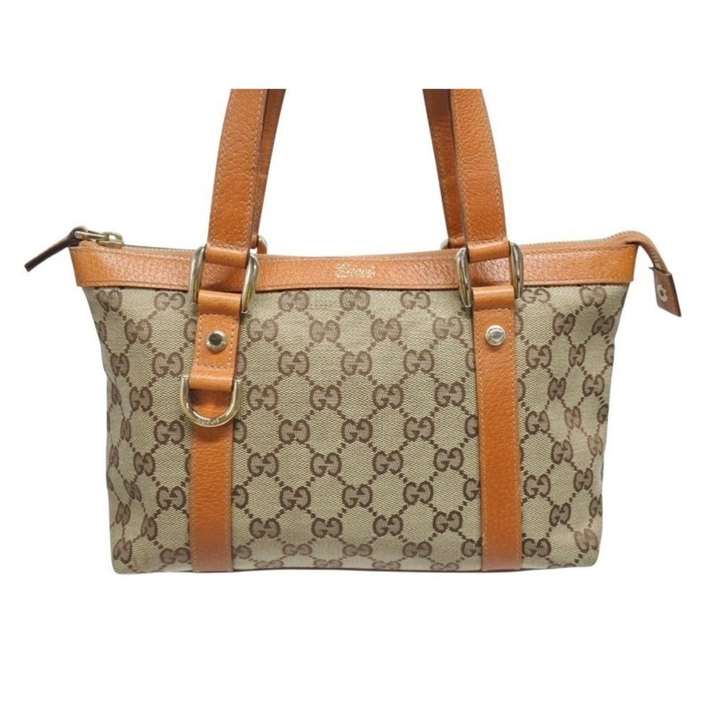 Gucci Brown leather handbag brown Caramel all Line canvas Abbey GG over